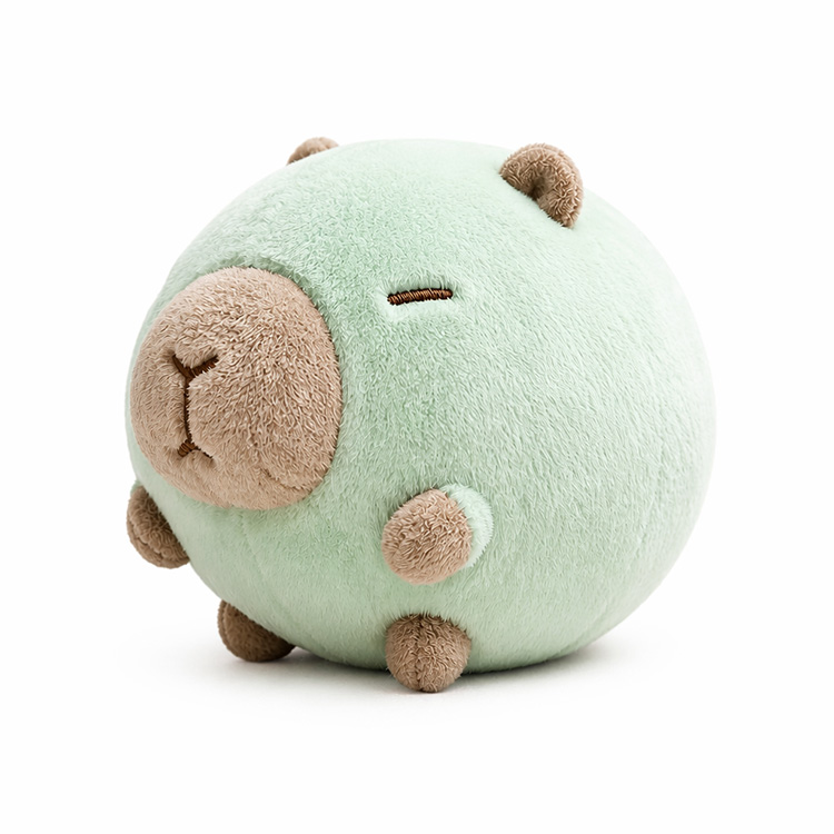 Mintgroen rond Capybara pluche knuffelkussen